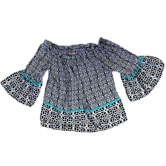 Tacera BOHO Off Shoulder Bell Sleeve Relaxed Fit Blouse Sz XL #256H - Picture 4 of 5